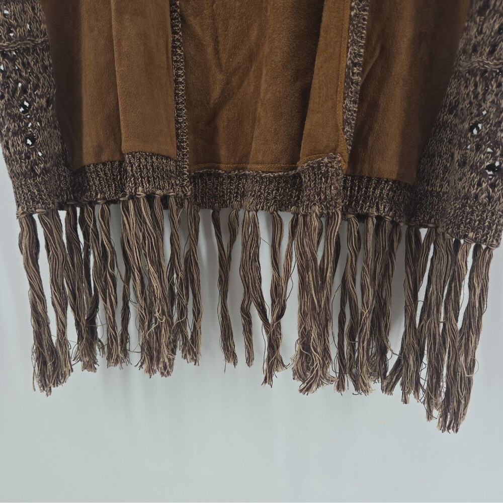 Maurice Women Vest S Brown Fringe Suede Crochet Boho Chic Festival Hippie Artist - Picture 6 of 10